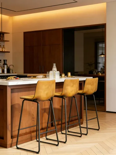 Vista 9 de Bar Stools Set of 2, 26 Inches Counter Height Barstools (Brown)