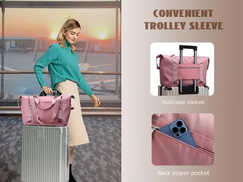Vista 7 de Bolsa de lona expandible, bolsa de viaje, bolsa de gimnasio deportiva para mujeres y hombres, fin de semana, durante la noche, hospital, para llevar