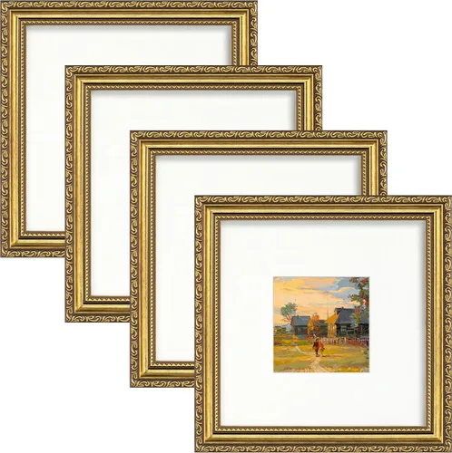 Vista 61 de eletecpro 8x10 Vintage Picture Frame, Glass Cover, Gold, 4-Pack Dorado