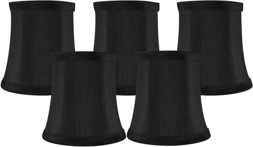 Vista 9 de Pantalla de lámpara de araña de seda sintética azul individual – forma de campana suave, ajuste de clip para bombillas de candelabro, 3.5 x 4.5 x