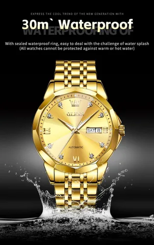 Vista 28 de OLEVS Reloj de pulsera automático con diseño de esqueleto para hombre, de lujo, con diamantes de lujo, de acero inoxidable, calendario, reloj