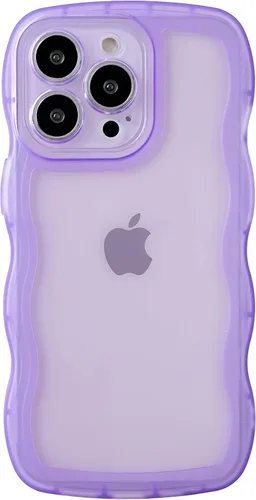 Vista 8 de Caseative Funda para iPhone 13 Pro, funda de teléfono suave transparente con marco ondulado rizado de color sólido (negro, 13 Pro) Solid