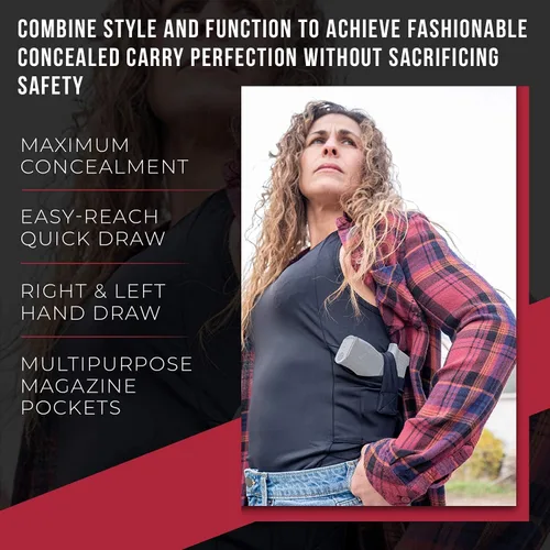 Vista 5 de Graystone Holster Tank Top Camisa Oculta Llevar Ropa para Mujeres Ocultar Compresión CCW Ropa Táctica