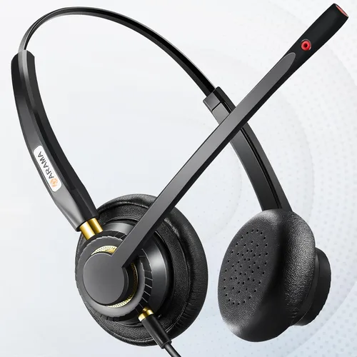Vista 6 de Auriculares para teléfono de 0.098 in con micrófono con cancelación de ruido e interruptor de silencio, auriculares de teléfono de ajuste cómodo