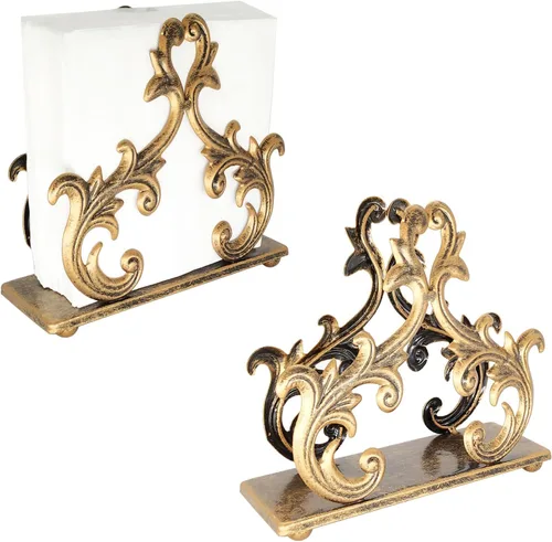 Vista 11 de Owlgift Servilletero Barroco Negro – Soporte Decorativo de Metal para Servilletas de Mesa, Correo u Organizador de Facturas – 6 x 2 x 5.3 Pulgadas