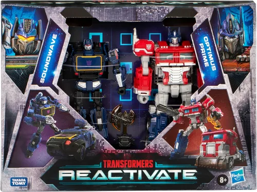 Vista 5 de Transformers: Paquete de 2 figuras de acción inspiradas en el videojuego Optimus Prime y Soundwave, figuras de 6.5 pulgadas convertibles, para niños