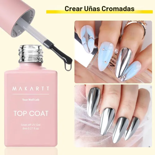 Vista 7 de Kit de capa base y capa superior de gel Makartt: Esmalte de uñas transparente, brillante, sin necesidad de limpieza, resistente a manchas, capa