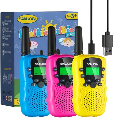 Vista 10 de Walkie Talkies para Niños Rellenos de Media Juguetes para Niños y Niñas de 3-12 Años, Alcance de 3 Millas Walkie Talkie para Acampar, Exterior