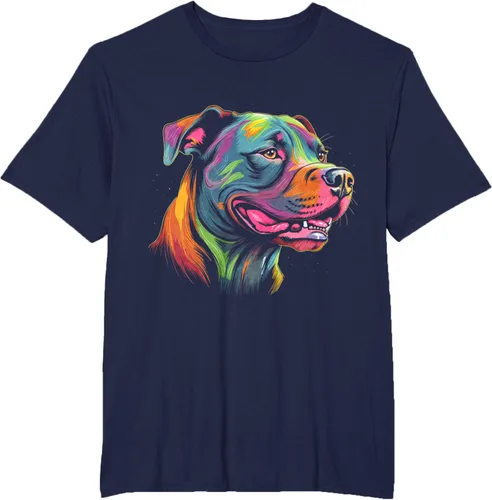 Vista 63 de Pit Bull Mom Dog Lover Colorido Artistic Pitbull Owner - Camiseta para mujer, Negro