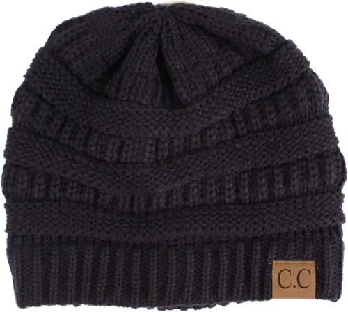 Vista 76 de CC Classic Winter Fall Trendy Chunky Stretchy Cable Knit Beanie Hat 2 tonos púrpura/azul marino