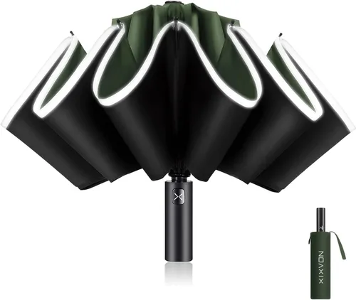 Vista 8 de XIXVON Umbrella Pro Protección UV UPF 50+ 99%, tira de seguridad reflectante, resistente al viento, portátil de viaje, automático, paraguas X2