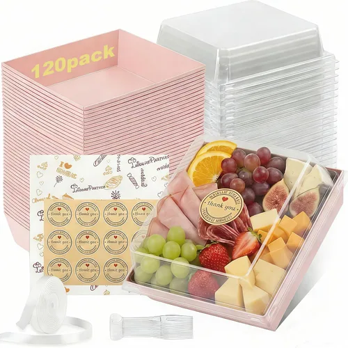 Vista 8 de 120 Cajas Pequeñas de Charcutería con Tapas Transparentes - Mini Cajas de Charcutería de Papel Desechable de 5 Pulgadas, Cajas de Postres