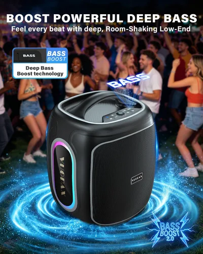 Vista 2 de Altavoz Bluetooth portátil inalámbrico, 200 W pico fuerte súper Gris