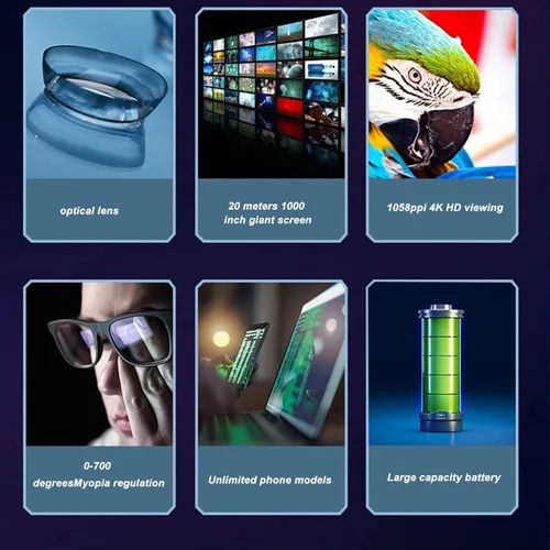Vista 8 de Gafas 3D VR, gafas inteligentes VR gafas de realidad aumentada 4K 3D Gaint pantalla miopía gafas portátiles VR gafas de realidad virtual