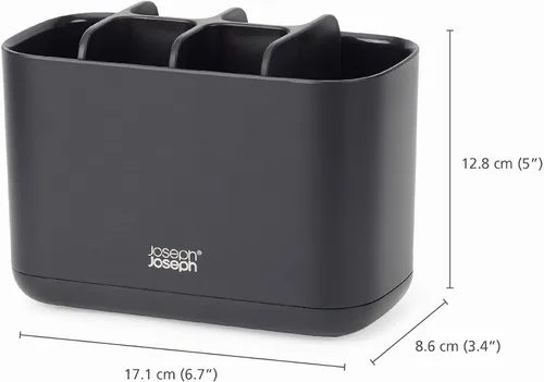 Vista 4 de Joseph Joseph Easy-Store - Soporte para cepillo de dientes, organizador de almacenamiento para baño, grande, negro mate