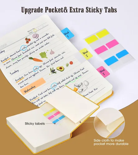 Vista 5 de Cuaderno rayado, 365 páginas, tamaño A4, diario grande para escribir a rayas, diario de cuero de tapa dura para mujeres y hombres, cuaderno diario