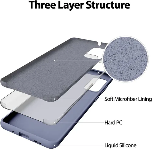 Vista 4 de GOOSPERY Funda de silicona líquida para Samsung Galaxy S20 Plus (2020) Jelly Rubber Bumper Case con forro de microfibra suave, color gris lavanda