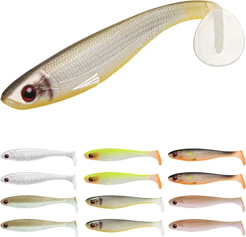 Vista 8 de TRUSCEND Shadtale Easy Catch Soft Fishing Lures, Unique Vibration and Action for Various Rigs, Paddle Tail Swimbaits Trailer for Bass, Trout