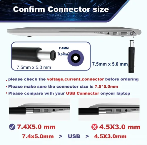 Vista 3 de Cargador para portátil de 90 W compatible con Dell Latitude E6430 E6440 E6410 E6420 E6230 E6330 E6400 E6500 E6520 E6530 E7440, Precision M2400