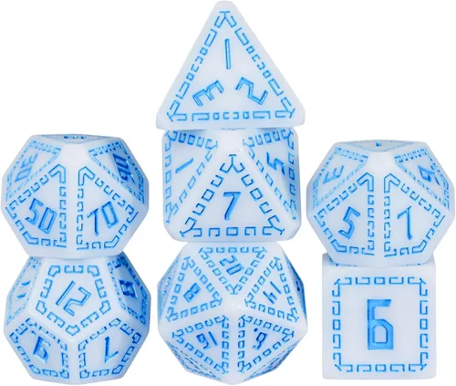 Vista 13 de Juego de dados de resina para DND, juego de 7 dados poliédricos negros D&D rellenos con papel de colores brillantes para juegos de rol