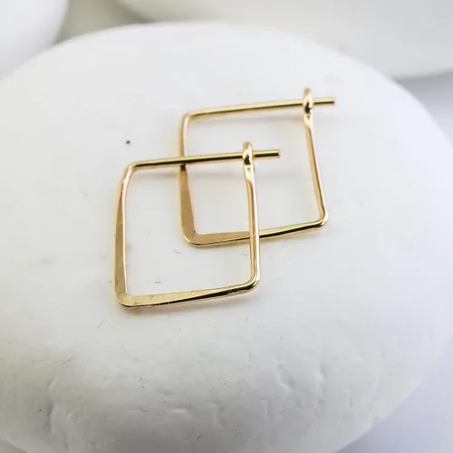 Vista 71 de Aretes de aro finos martillados, elegantes plata esterlina geométrica sólida, relleno de oro y relleno de oro rosa; para mujer por Lotus Stone