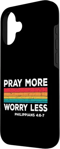 Vista 2 de iPhone 16 Faith Christians God Jesus Pray more worry less Case