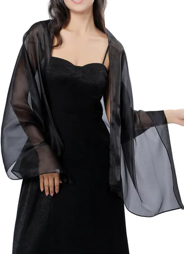 Vista 7 de EASEDAILY Chales y envolturas para vestidos de noche para mujer, bufanda de boda brillante, estola de novia transparente para novia y dama de honor