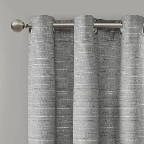 Vista 2 de Comfort Spaces - Juego de 2 paneles de cortina de tela de ramio para ventana Gris