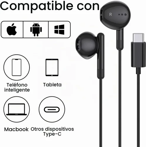 Vista 8 de Auriculares USB C para iPhone 18 17 16 15 Pro Max Plus iPad Pro USB C auriculares con micrófono control de volumen USB C auriculares con cable USB