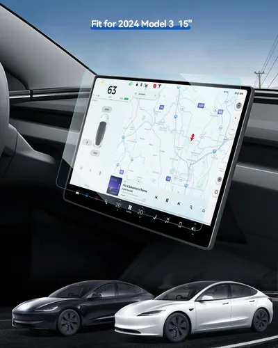 Vista 2 de Paquete de 2 protectores de pantalla AR modelo 3 para Tesla Model 3 2024 2025, accesorios de 15 pulgadas, control central antirreflectante