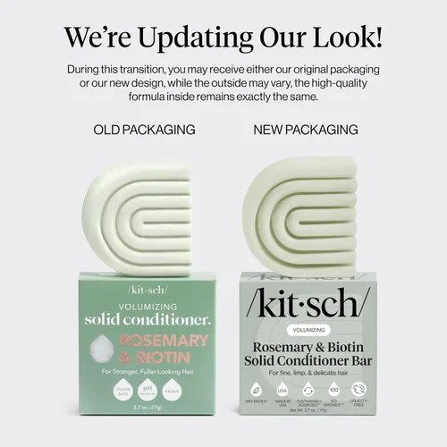 Vista 5 de Kitsch Barra acondicionadora de cabello con romero y biotina para dar volumen y espesar – Acondicionador hidratante y limpiador para cabello