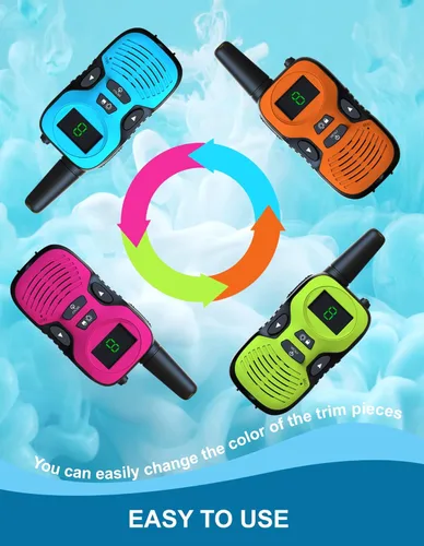 Vista 6 de 2 piezas de walkie talkies para niños: juguetes al aire libre para niños de 3, 4, 5, 6, 7, 8, 9, 10, 11, 12 años, regalos de cumpleaños para niños