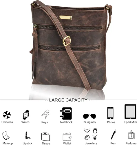 Vista 2 de ESTALON Bolso cruzado de cuero para mujer, pequeño cruzado largo sobre el hombro, bolsos y bolsos para mujer, Bolsos