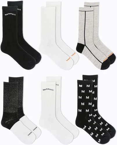 Vista 2 de Merrell Calcetines acolchados reciclados para hombres y mujeres, unisex, paquete de 6 pares, banda de soporte de arco y gestión de la humedad