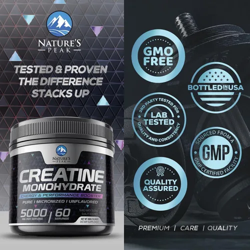 Vista 4 de Monohidrato de creatina, 5000 mg por porción, suplemento de creatina micronizada pura en polvo para hombres y mujeres, sin sabor, la creatina