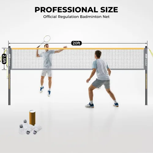 Vista 9 de Outdoor Badminton Net Set with Anti-Sag Winch System - 20ft Badminton Net, 4 Rackets, 3 Shuttlecocks & Carry Bag, Badminton Set for Backyard, Grass