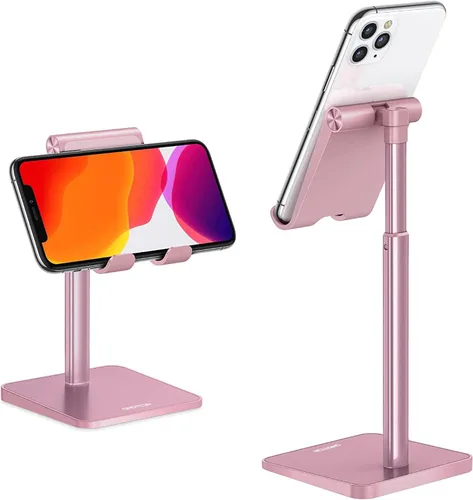 Vista 12 de OMOTON Soporte para Celular, Soporte de Escritorio con Altura y Ángulo Ajustable para iPhone Air /17/17 Pro/XS Max/XR, Samsung Galaxy S20 / S10 / S9