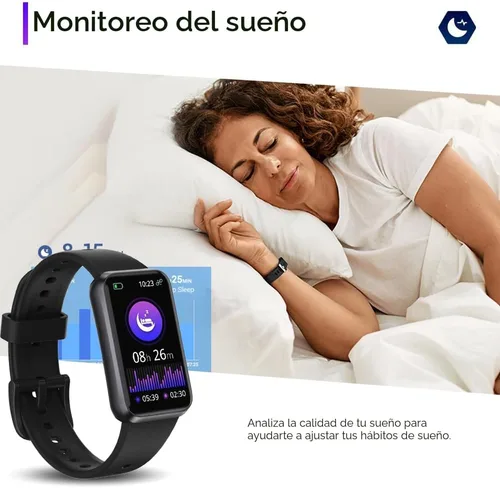 Vista 4 de Monitor de actividad física, monitor de sueño de frecuencia cardíaca de oxígeno en sangre, pantalla OLED de 1.47 pulgadas, monitoreo de salud
