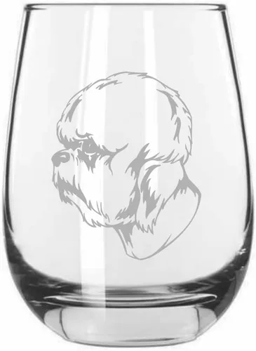 Vista 561 de Shar Pei (chino) - Vaso de vino sin tallo grabado para perro, 15.25 onzas