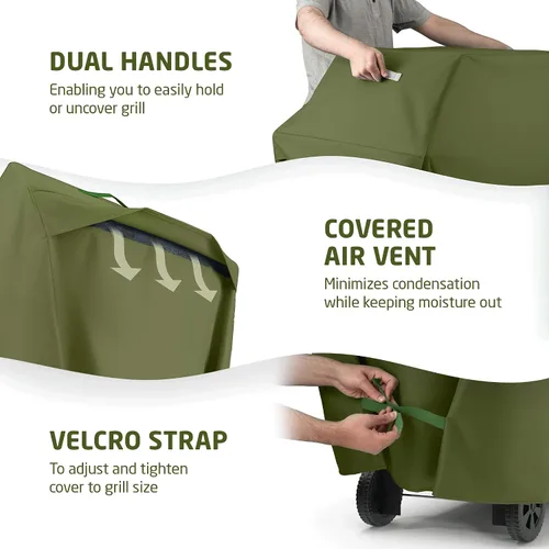 Vista 5 de ZOBER Funda resistente para parrilla de barbacoa, 58 pulgadas, impermeable, de doble capa, se adapta a la cubierta de parrilla de gas Weber