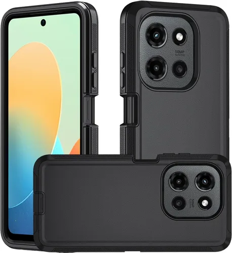 Vista 13 de Funda para Motorola Moto Edge 5G 2025, funda de teléfono resistente a prueba de golpes resistente protectora, 3 en 1 cubierta de parachoques (negro)