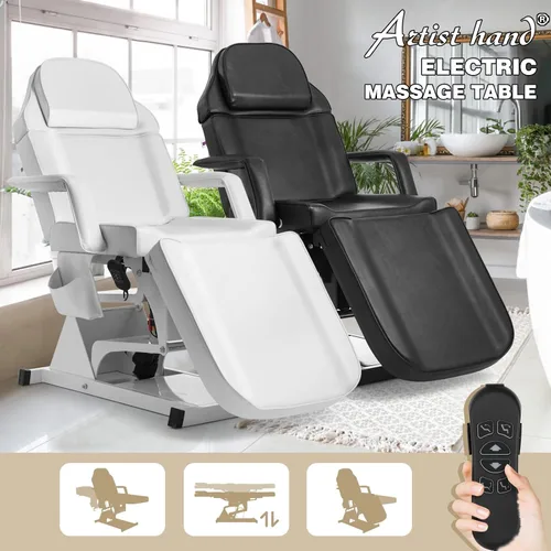 Vista 8 de Cama facial Artist hand para esteticista, mesa de masaje, cama de belleza médica con ajustes eléctricos de 3 motores, procedimiento de tatuaje Blanco