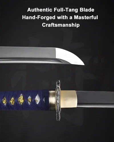 Vista 2 de Katana Samurai - Espada para exhibición, forjada a mano, acero al carbono