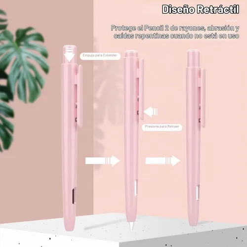 Vista 5 de Moko Funda retráctil compatible con Apple Pencil Pro/2ª generación, rosa claro Retráctil, con clip, cubierta de PC, soporte de doble toque