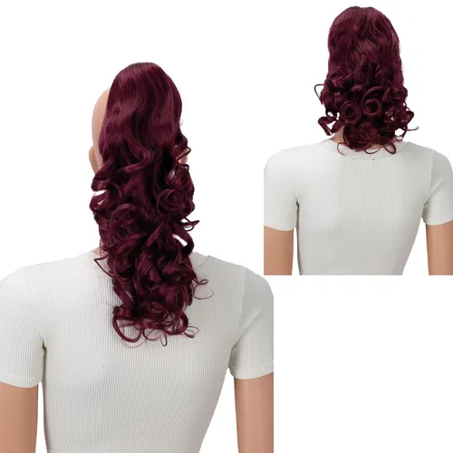 Vista 20 de PRETTYSHOP 16 o 20 pulgadas clip para el pelo en extensión cola de caballo 2 en 1 rizada resistente al calor