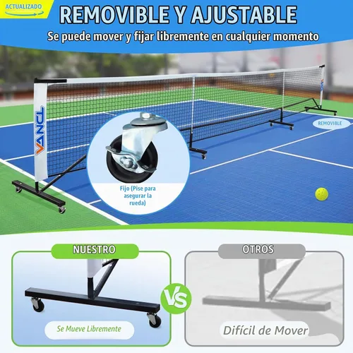 Vista 5 de Pro Pickleball Net Portable with Wheels – 22ft Heavy Duty Pickleball Net System with Sturdy Aluminum Frame for Outdoor & Indoor – Nylon Net &