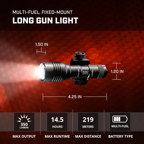 Vista 2 de Streamlight 88058 ProTac - Lámpara de arma multi-combustible de 350 lúmenes con montaje en riel, baterías CR123A e interruptor de presión remoto