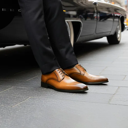 Vista 2 de Zapatos Oxford de vestir GIFENNSE, para hombre, hechos a mano, de cuero, modernos, clásicos, con agujetas y forro de piel.