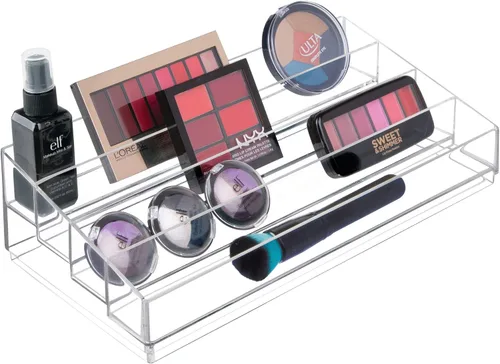 Vista 2 de iDesign Organizador de cosméticos y esmaltes de uñas en niveles, colección Clarity, 12.75 pulgadas x 6.5 pulgadas x 3.75 pulgadas, transparente