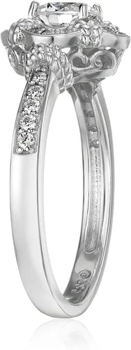 Vista 2 de Tienda Essentials Anillo antiguo de plata de ley chapado en platino con elementos infinitos con circonita cúbica enmarcada